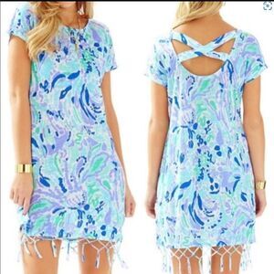 NWOT Lilly Pulitzer Beachcomber Linen Dress‎ Lilly Lilac Nice Ink SMALL Coverup